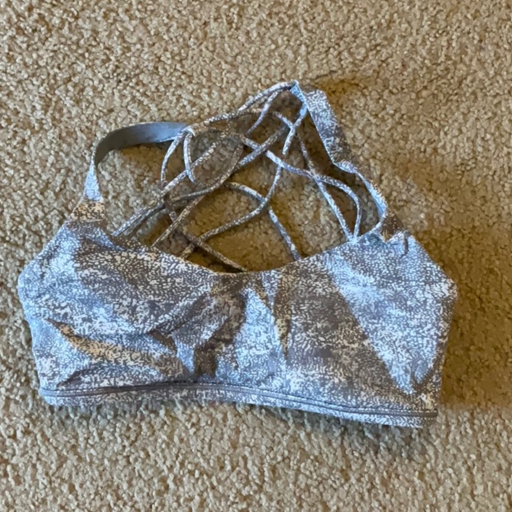 Gray and White Lululemon Sports Bra